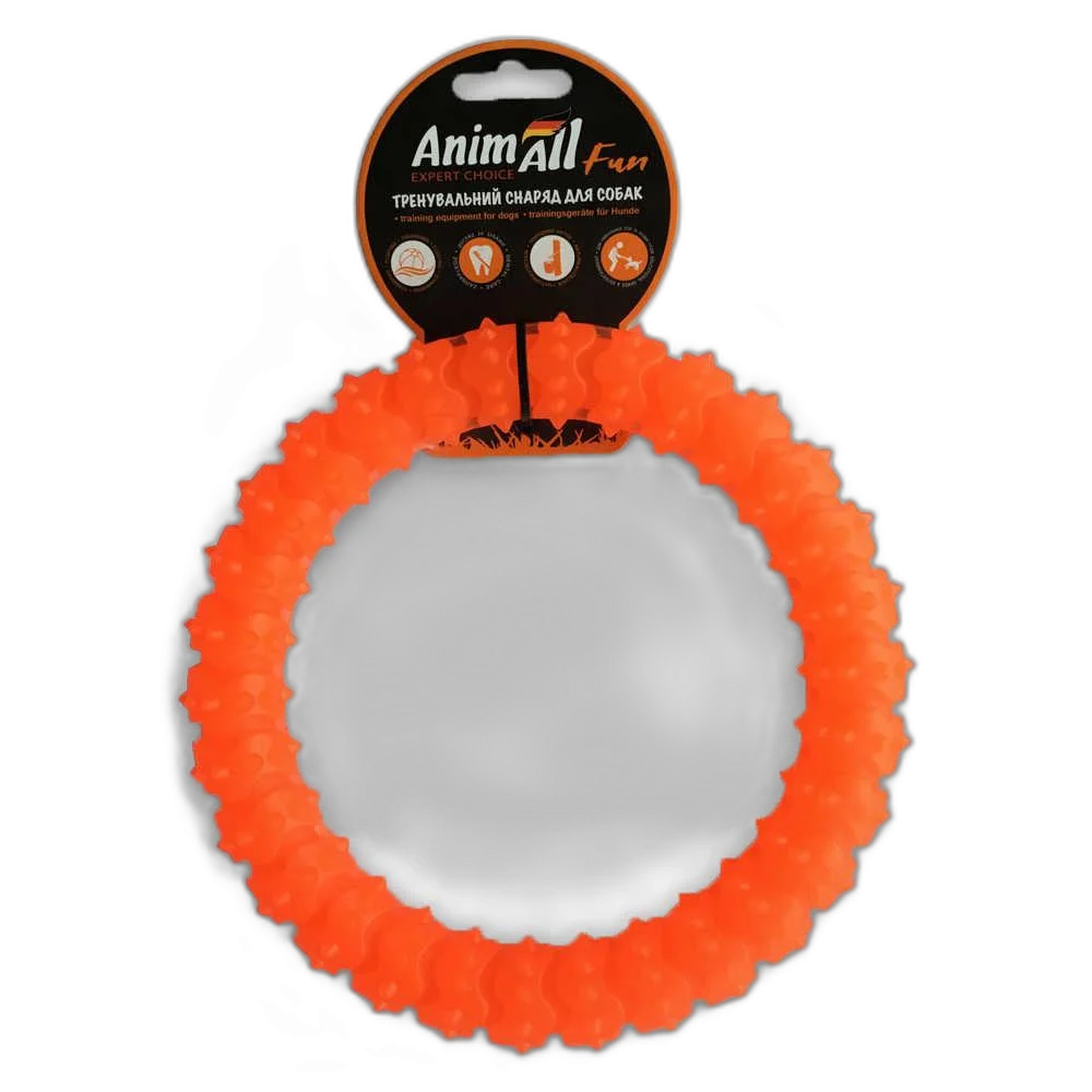 Toy AnimAll Fun ring with spikes, orange, 20 cm