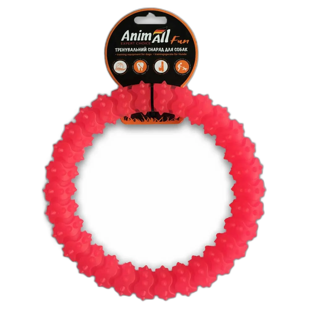 Toy AnimAll Fun ring with spikes, coral, 20 cm