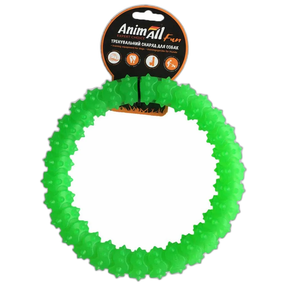 Toy AnimAll Fun ring with spikes, green, 20 cm
