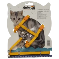Комплект шлейка з повідцем AnimAll для котів, колір жовтий, 1х120 см