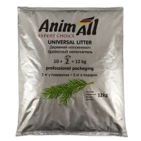Деревний наповнювач AnimAll без аромату, для котів, 10 + 2 кг у подарунок
