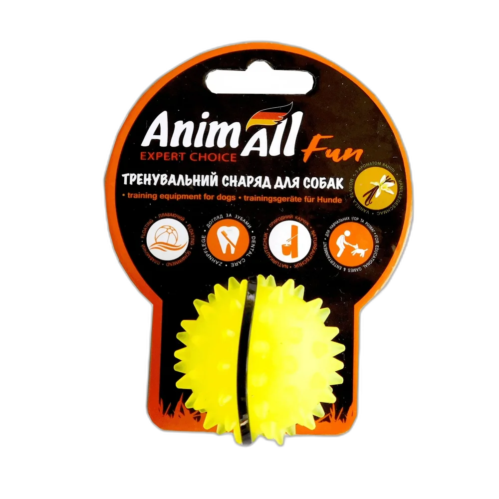 Іграшка AnimAll Fun мʼяч каштан для собак, 5 см, жовта