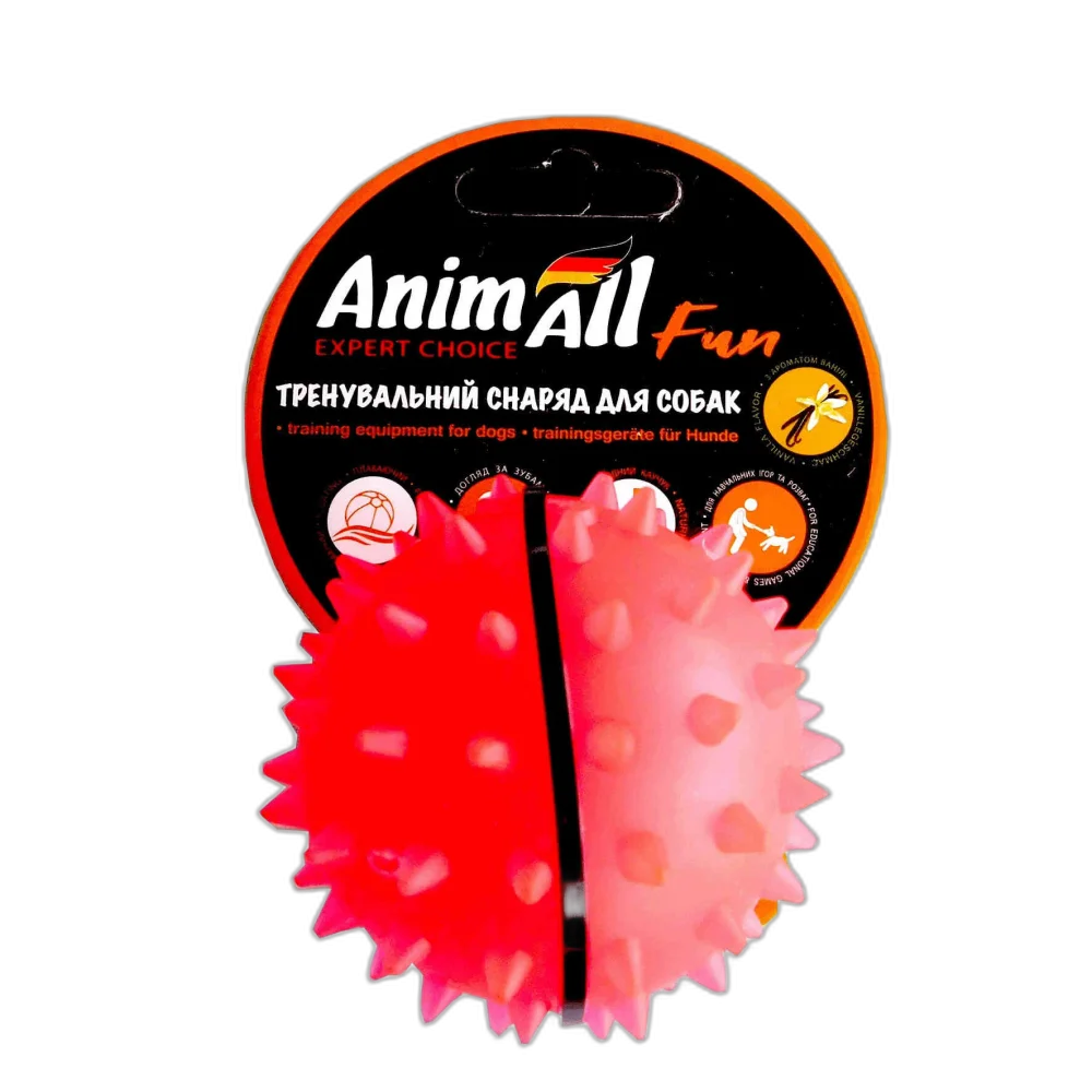 Іграшка AnimAll Fun мʼяч каштан для собак, 7 см, коралова