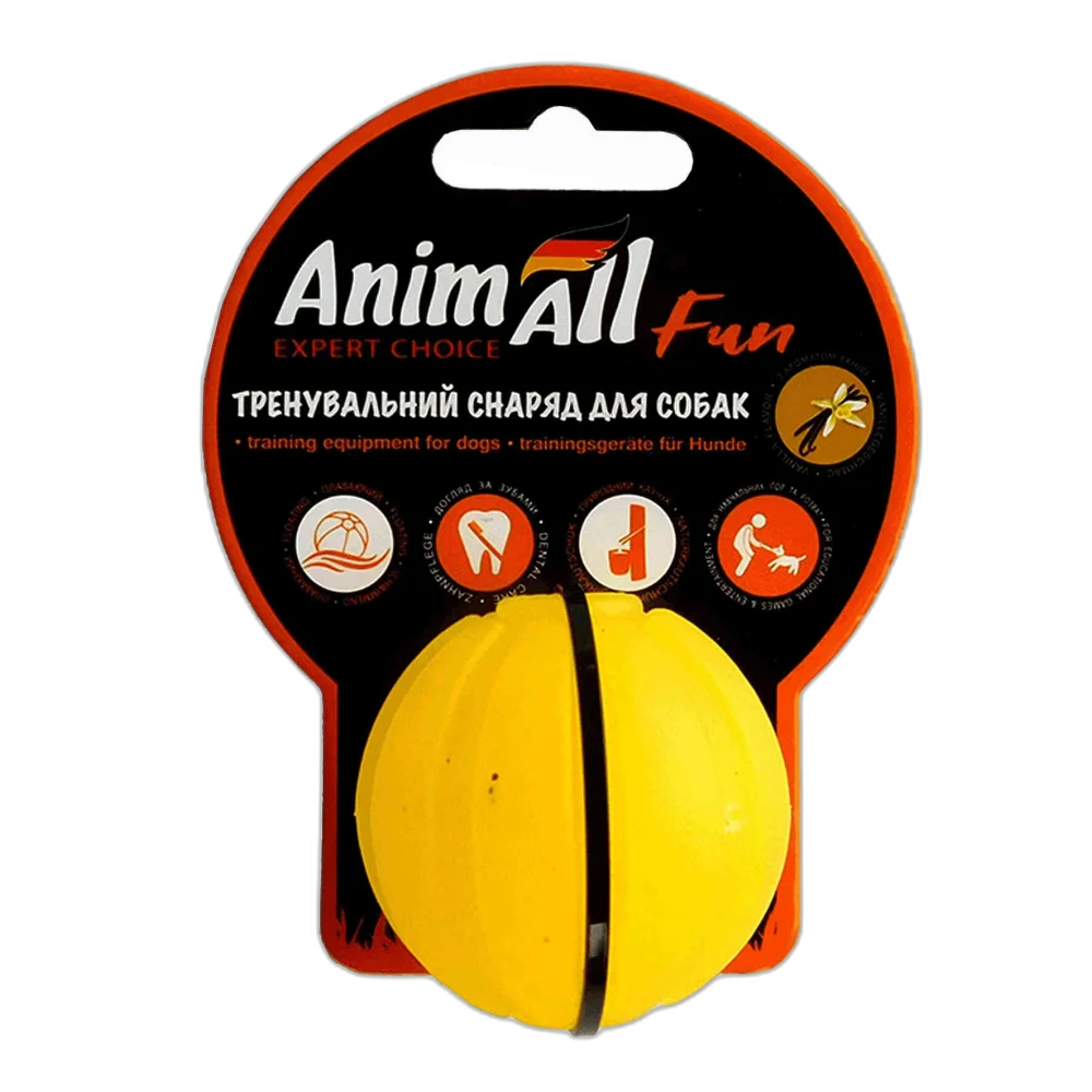 Іграшка AnimAll Fun тренувальний мʼяч для собак, 5 см, жовта