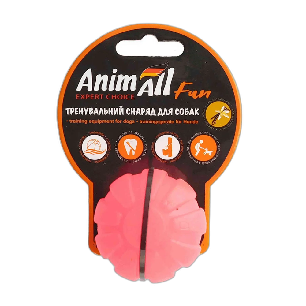Іграшка AnimAll Fun тренувальний мʼяч для собак, 5 см, коралова