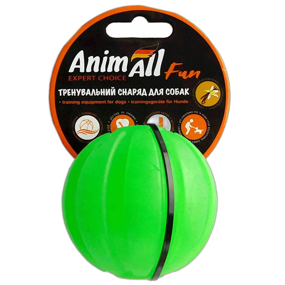 Іграшка AnimAll Fun тренувальний мʼяч для собак, 7 см, зелена