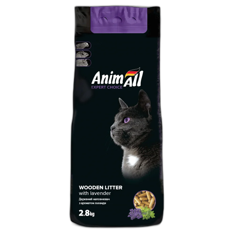 Деревний наповнювач AnimAll з ароматом лаванди, для котів, 2.8 кг