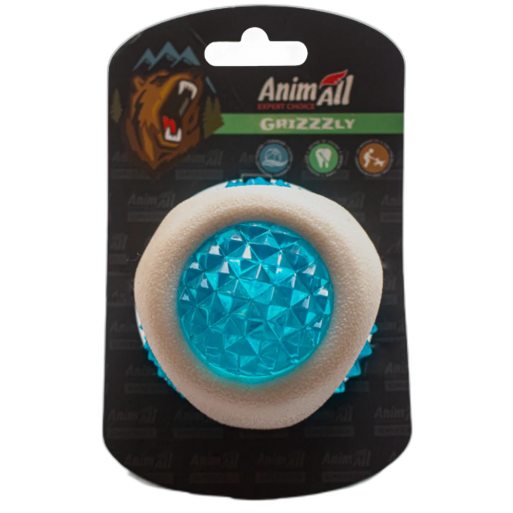 Іграшка AnimAll GrizZzly LED-мʼяч що світиться, біло-синій, 7.7 см