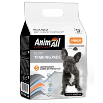 Пелюшки AnimAll Puppy Training Pads для собак і цуценят, з активованим вугіллям, 60×60 см, 10 шт