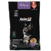 Деревний наповнювач AnimAll з ароматом лаванди для котів, 5 кг + 300 г у подарунок