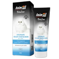 Фітопаста AnimAll VetLine Beauty Hair&Skin для поліпшення якості шерсті у котів, 100 г