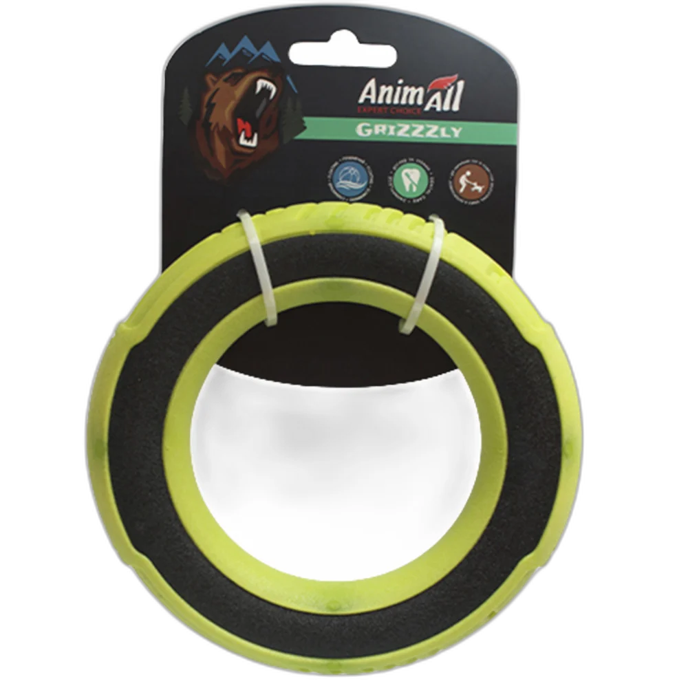 Іграшка AnimAll GrizZzly для собак, супер-кільце, зелене, 15 см