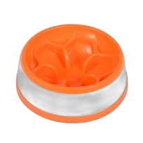 Миска-квітка AnimAll для повільного годування, кругла, 300 мл, помаранчево-біла
