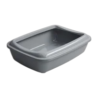 Туалет під наповнювач AnimAll для котів, з лопаткою, сірий, 50×37×13.5 см