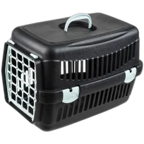 Переноска AnimAll для котів і собак, чорна з білими дверима, 48.5×32.5×32.5 см