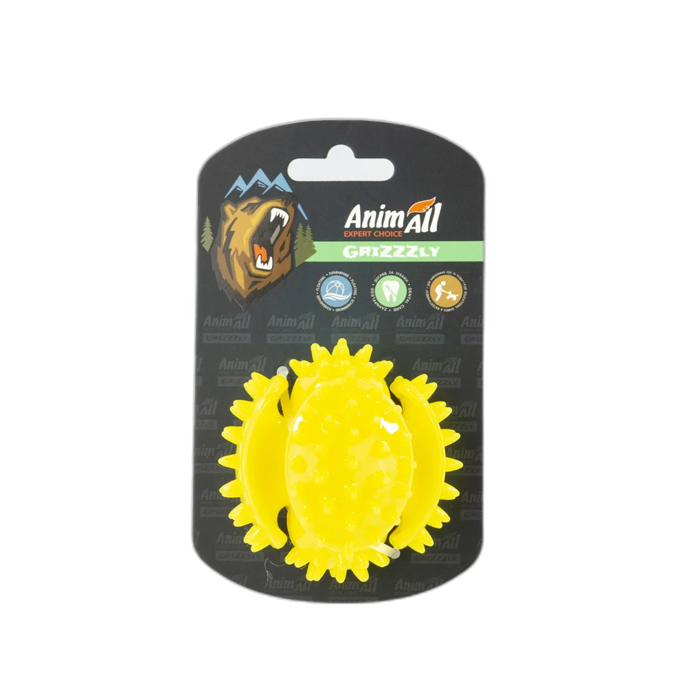 Іграшка AnimAll GrizZzly мультифункціональний мʼяч, для собак, 7.5 см, жовта