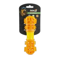 Іграшка AnimAll GrizZzly мультифункціональна кісточка, для собак, 18.7×6×4.2 см, оранжево-жовта