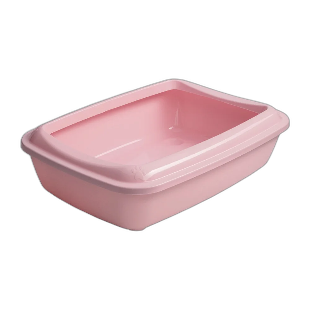 Туалет під наповнювач AnimAll для котів, з лопаткою, рожевий, 50×37×13.5 см