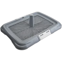 Туалет AnimAll для собак, під пелюшку, з сіткою, стовпчиком для пса, розмір S, 47.5×35.5×5 см, сірий