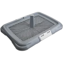 Туалет AnimAll для собак, під пелюшку, з сіткою, стовпчиком для пса, розмір L, 62×46×5 см, сірий