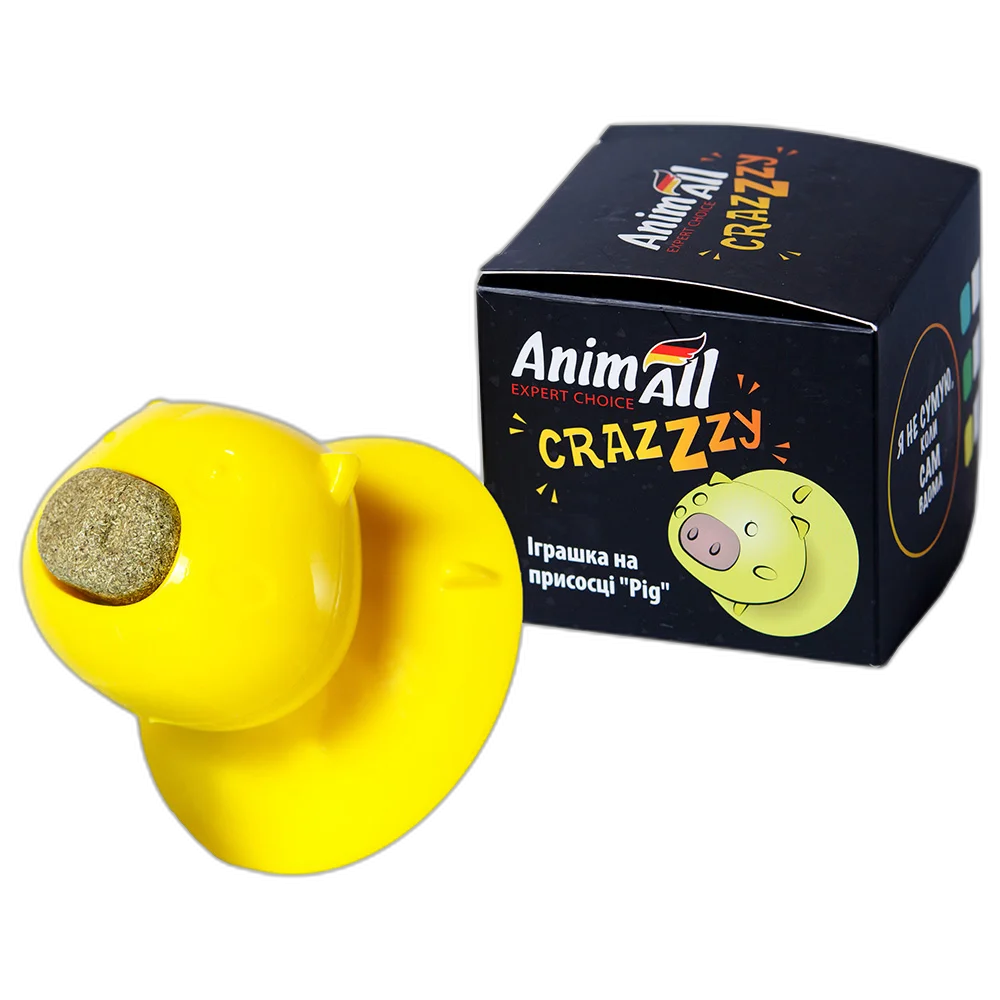 Іграшка AnimAll GrizZzly Pig на присосці, для котів, 7.2×8×8 см, кольори в асортименті