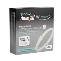 Нашийник AnimAll VetLine Wicker для котів та собак, протипаразитарний, біла перлина, 70 см