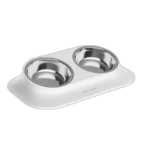 Миска подвійна AnimAll для собак і котів, на підставці, метал/пластик, 420 мл, біла
