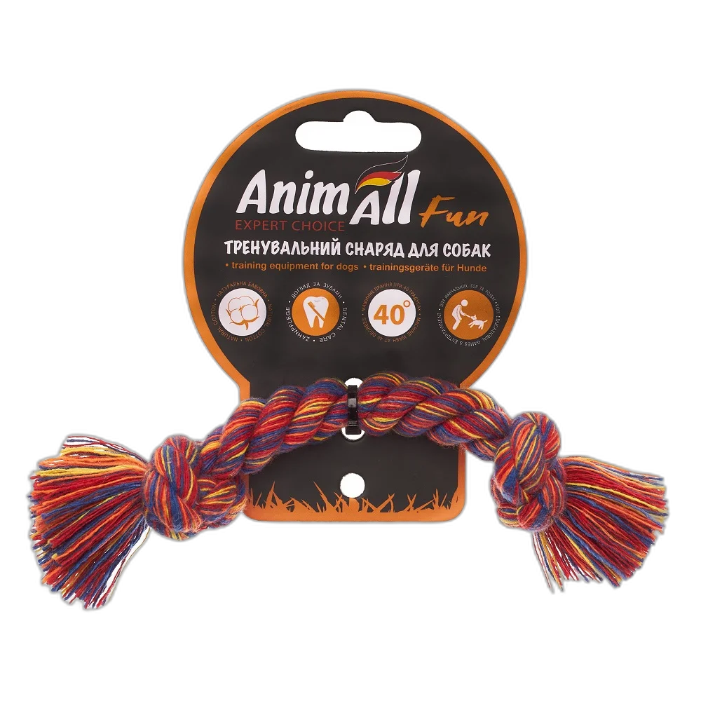 Іграшка AnimAll Fun канат-кістка для собак, різнокольорова, 18 см