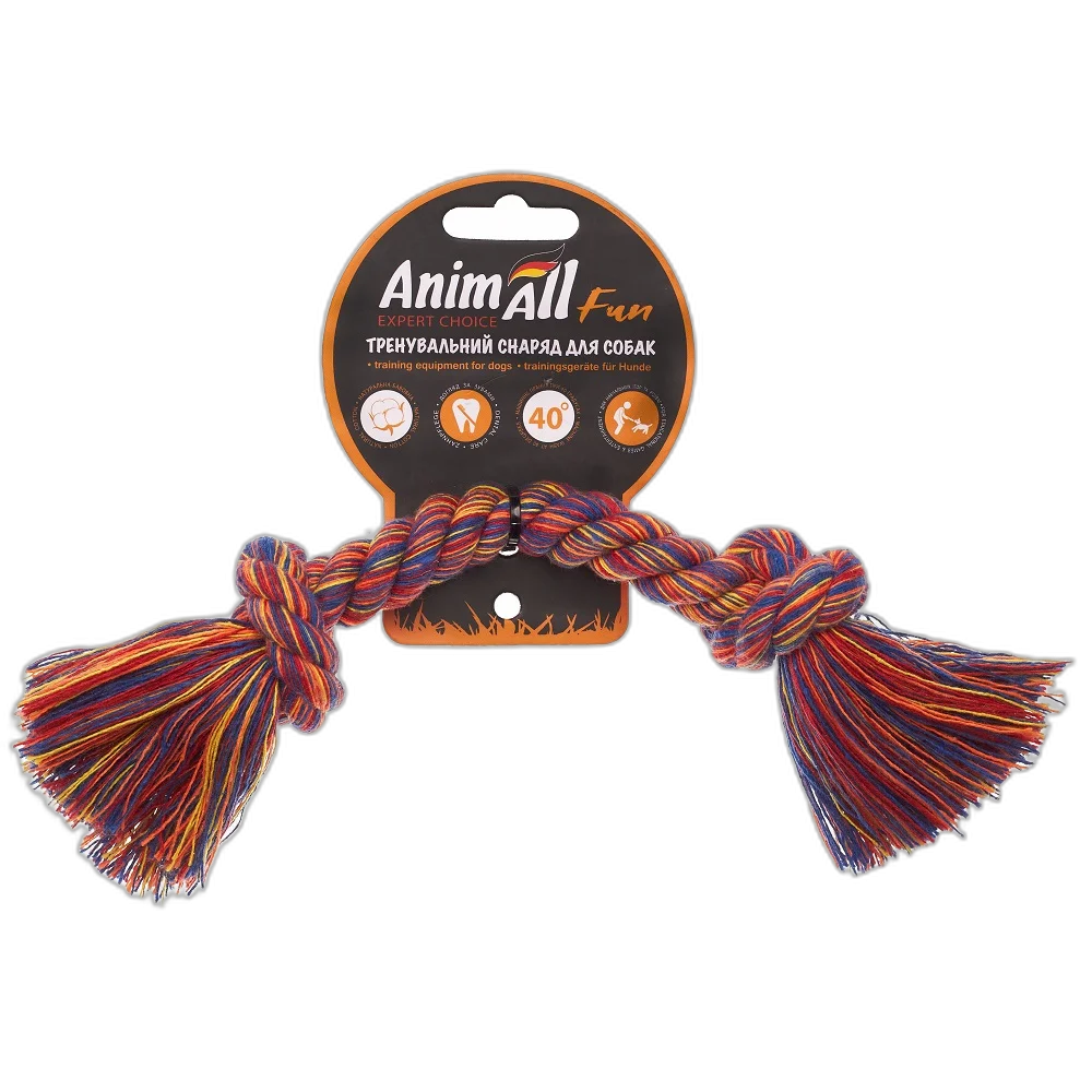 Іграшка AnimAll Fun канат-кістка для собак, різнокольорова, 23 см