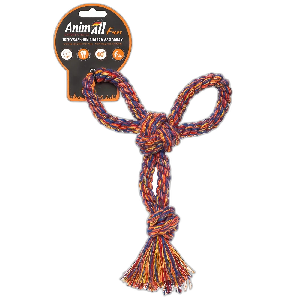 Іграшка AnimAll Fun канат-бумеранг для собак, різнокольорова, 21 см