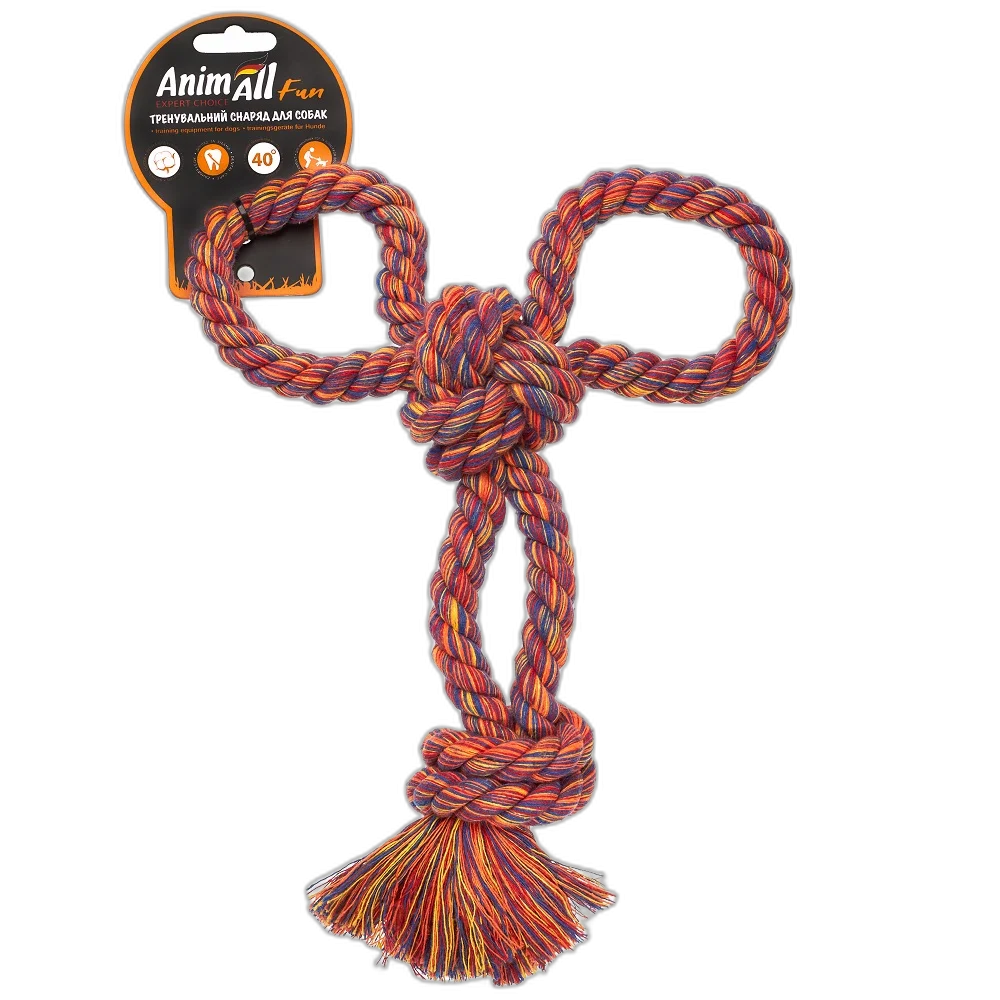 Іграшка AnimAll Fun канат-бумеранг для собак, різнокольорова, 33 см