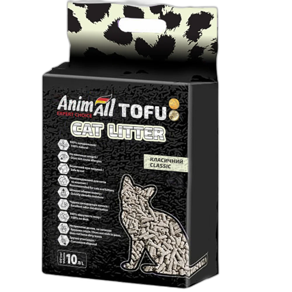 Соєвий наповнювач AnimAll Tofu Classic для котів, без аромату, 10 літрів (4.66 кг)