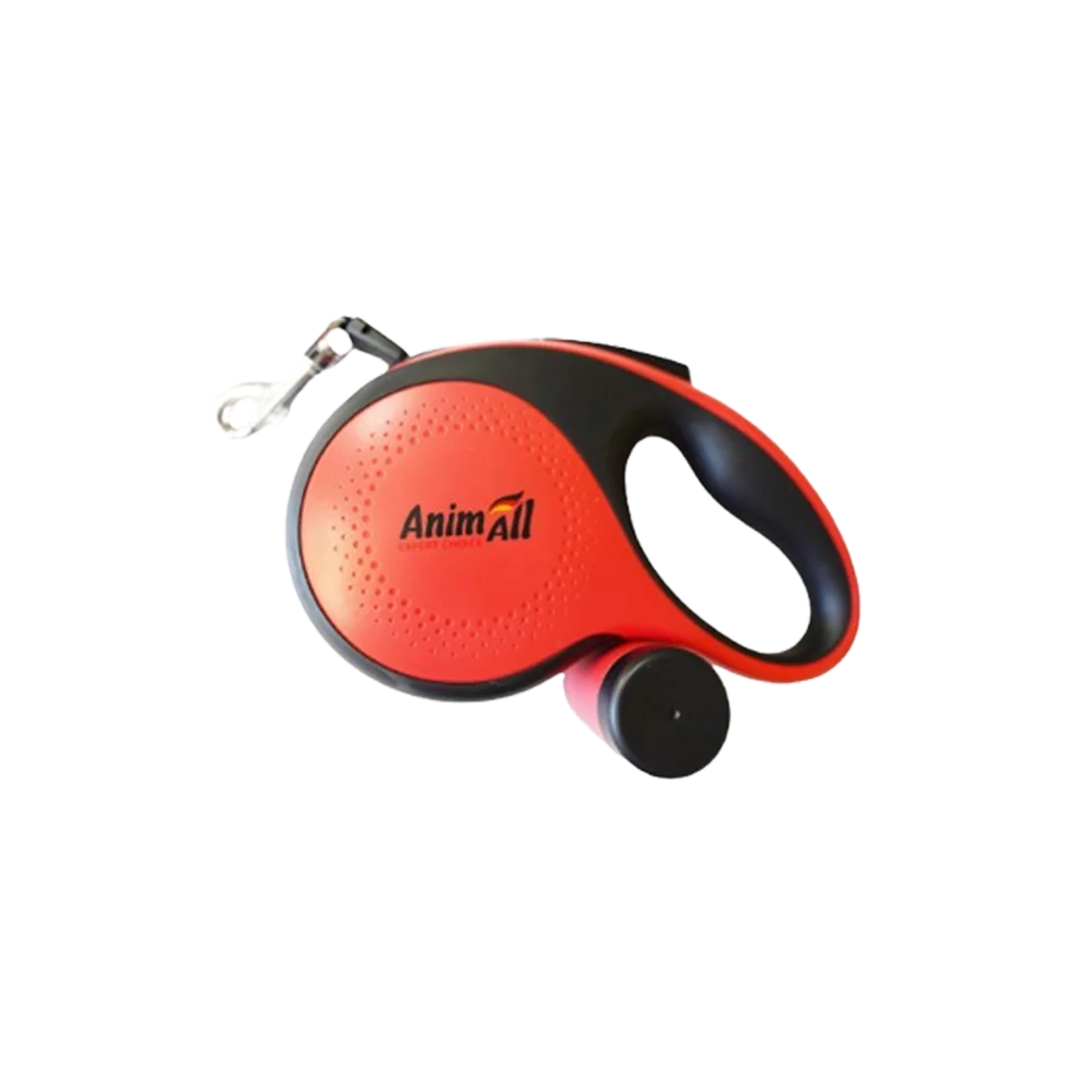 Повідець-рулетка AnimAll з диспенсером для собак, вага до 15 кг, колір червоний, S 3 м