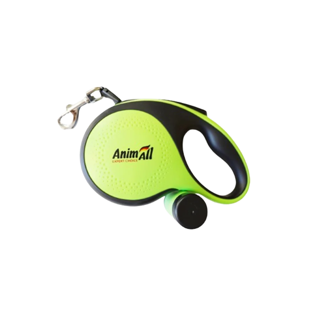 Повідець-рулетка AnimAll з диспенсером для собак, вага до 30 кг, колір зелений, M 5 м