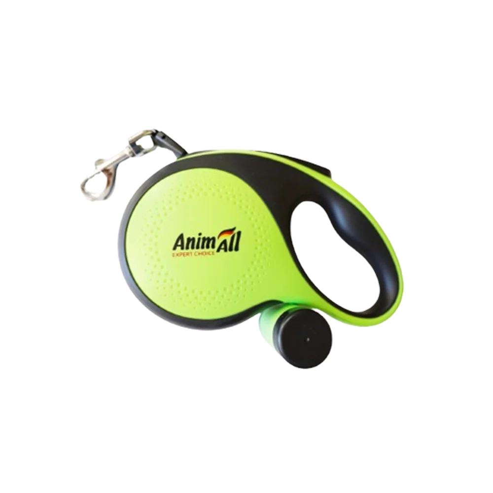 Повідець-рулетка AnimAll з диспенсером для собак, вага до 50 кг, колір зелений, L 5 м