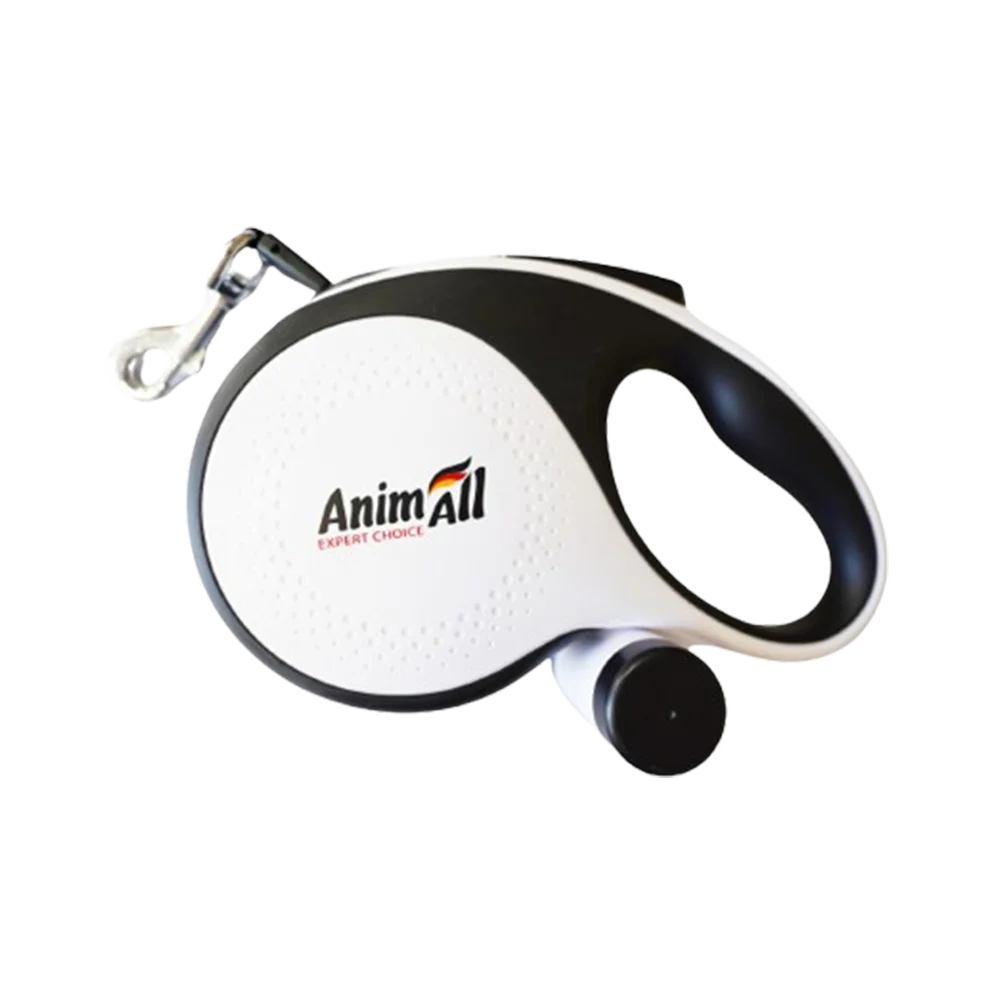 Повідець-рулетка AnimAll з диспенсером для собак, вага до 50 кг, колір білий, XL 8 м