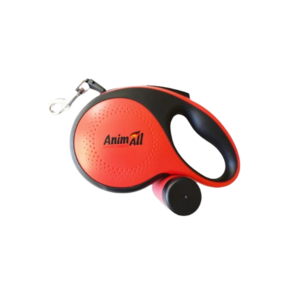 Повідець-рулетка AnimAll з диспенсером для собак, вага до 50 кг, колір червоний, ХL 8 м