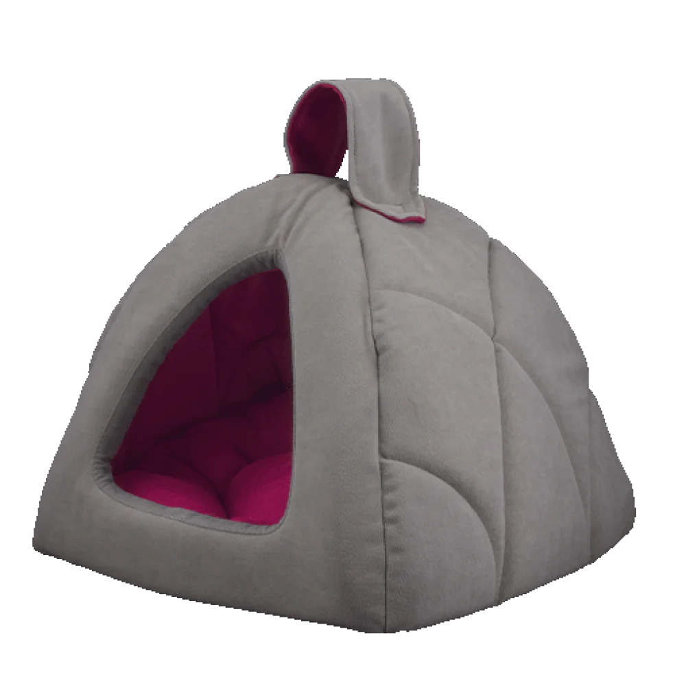 Лежак-будиночок AnimAll Silver для котів та собак, колір сіро-рожавий, 39х39х36 см