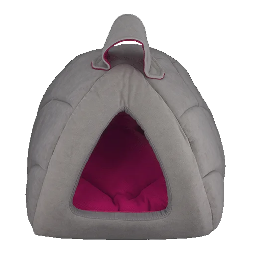 Лежак-будиночок AnimAll Silver для котів та собак, колір сіро-рожавий, 39х39х36 см