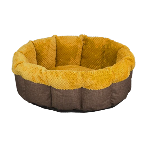AnimAll Mary basket bed for cats and dogs, yellow-brown, M 60x60x17 cm