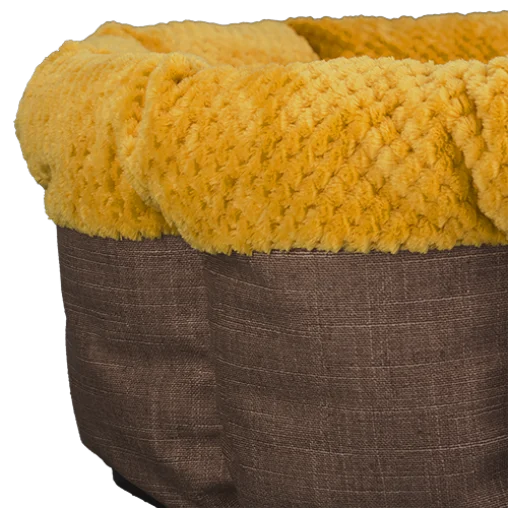 AnimAll Mary basket bed for cats and dogs, yellow-brown, M 60x60x17 cm