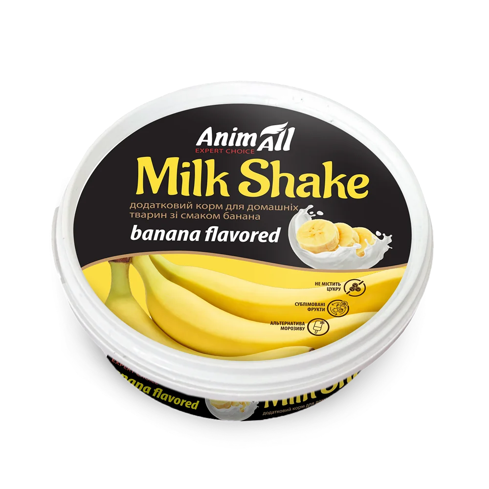 Додатковий корм AnimAll MilkShake для котів та собак зі смаком банана, 30 г