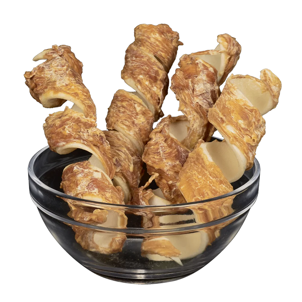 AnimAll Snack Chewable Spirals for Dogs, with Chicken on Pressed Hide, 500 g