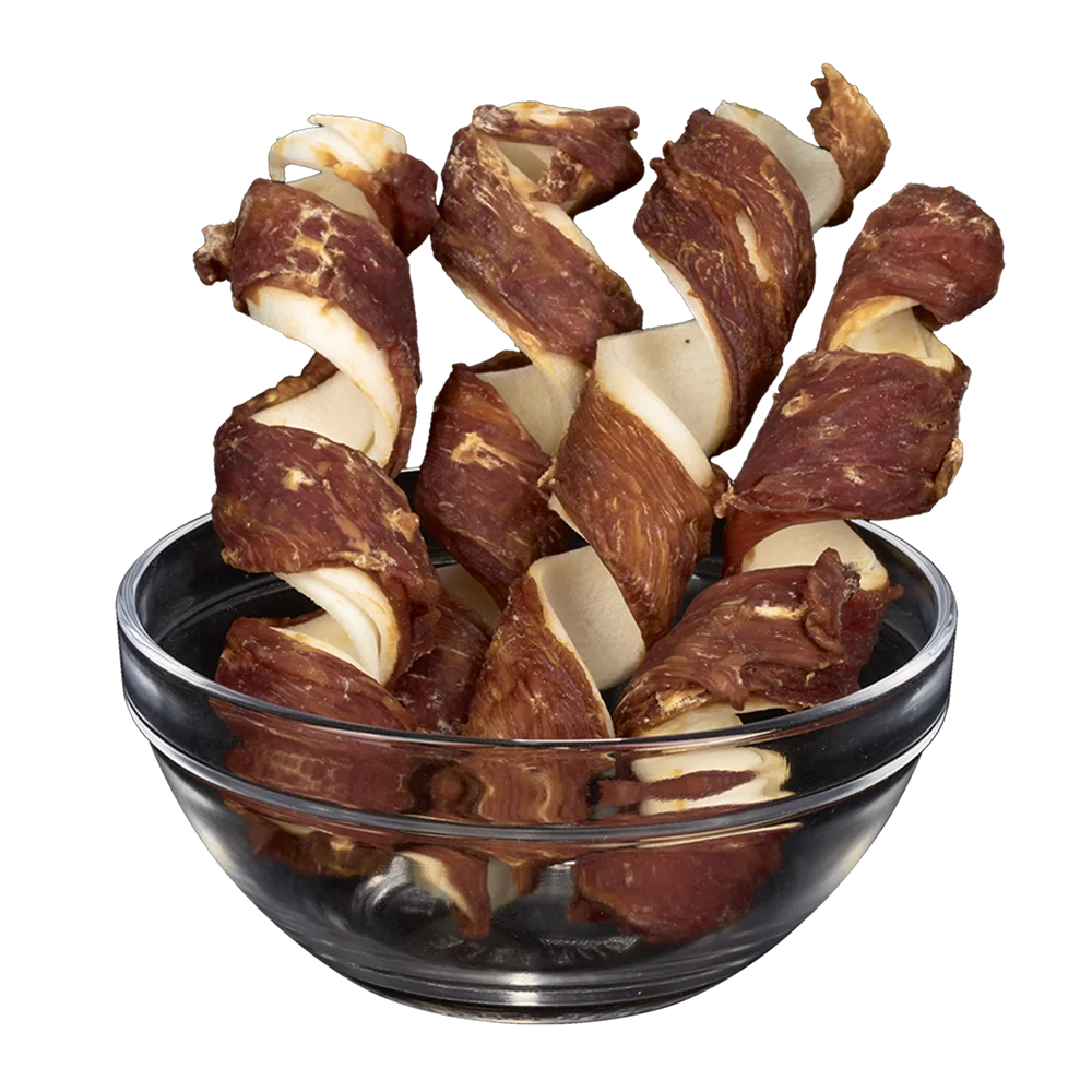 AnimAll Snack Chewable Spirals for Dogs, with Duck on Pressed Hide, 500 g
