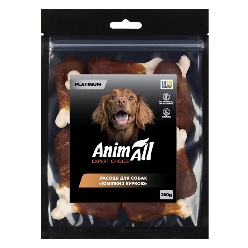 AnimAll Platinum Snack Dog Treats Meat Drumsticks on a Calcium Bone for Dogs, with Chicken, 200 g