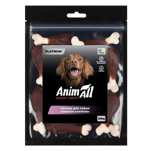 AnimAll Platinum Snack Dog Treats Meat Drumsticks on a Calcium Bone for Dogs, with Duck, 200 g