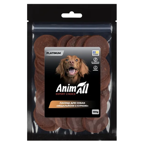 AnimAll Platinum Snack Dog Treats Meat Medallions for Dogs, with Chicken, 100 g
