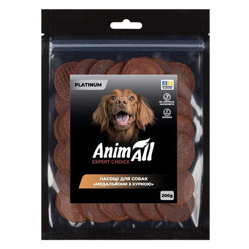 AnimAll Platinum Snack Dog Treats Meat Medallions for Dogs, with Chicken, 200 g