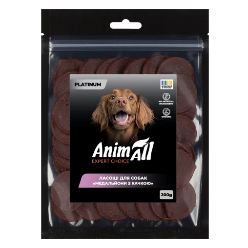 AnimAll Platinum Snack Dog Treats Meat Medallions for Dogs, with Duck, 200 g