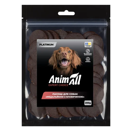 AnimAll Platinum Snack Dog Treats Meat Medallions for Dogs, with Beef, 200 g